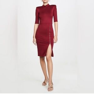 Alice + Olivia Burgundy Long Sleeve Dress
